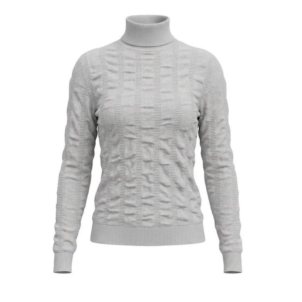 Verve Gray Mock Neck Textured Sweater Top Medium